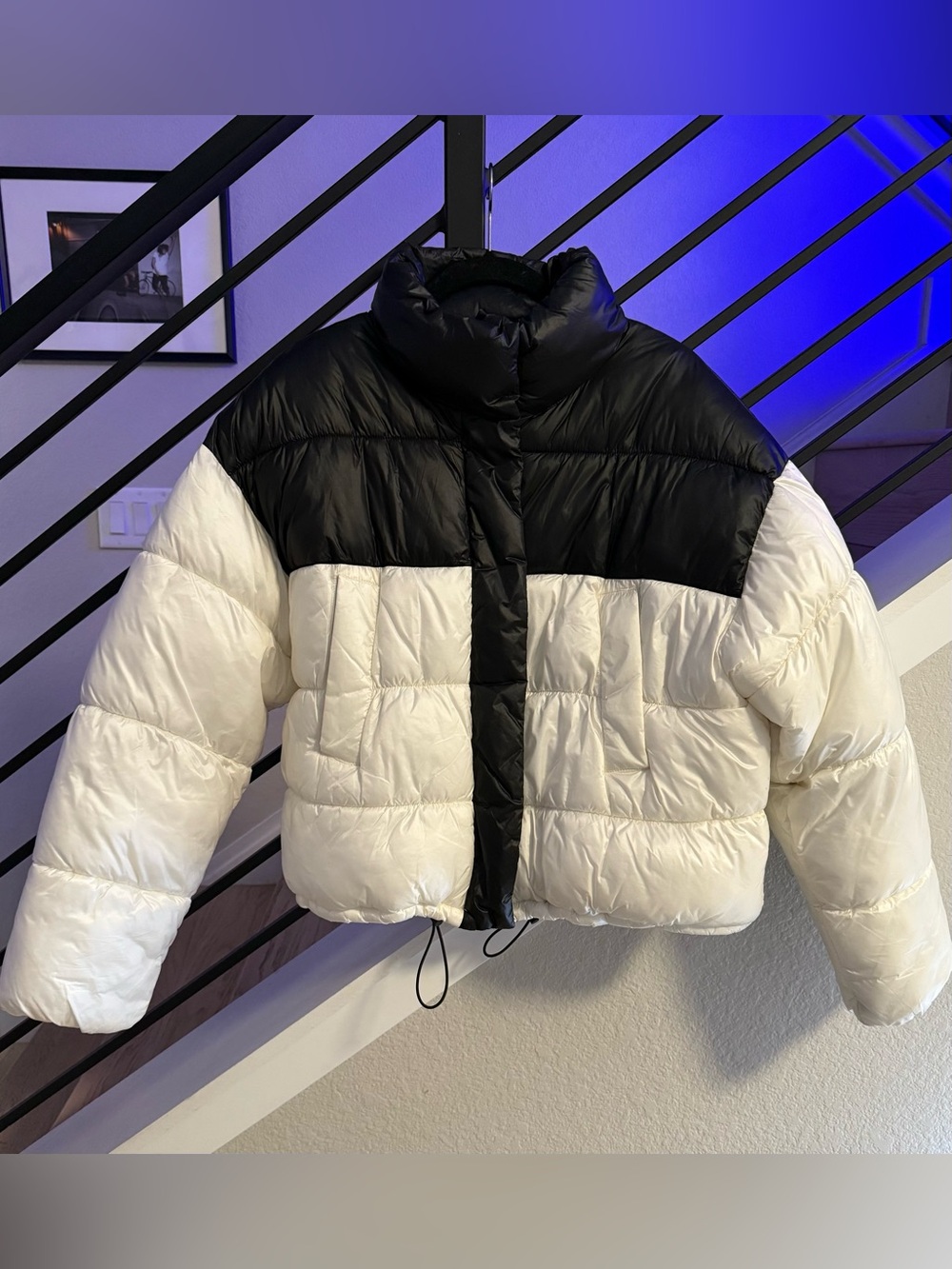 NWOT H&M Cream/Block-Coloured Puffer Jacket Size M - Picture 4 of 10